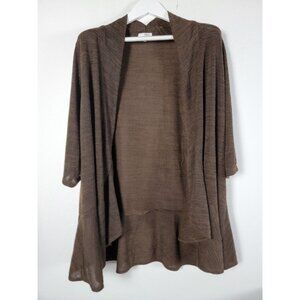 Kiyonna Womens Open Front 3/4 Sleeve Cardigan Sweater Size 2 Brown Stretch New